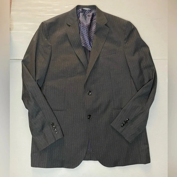 Ted Baker Other - Ted Baker Endurance Wool Sports Coat Charcoal Gray With White Stripe Size 44L
